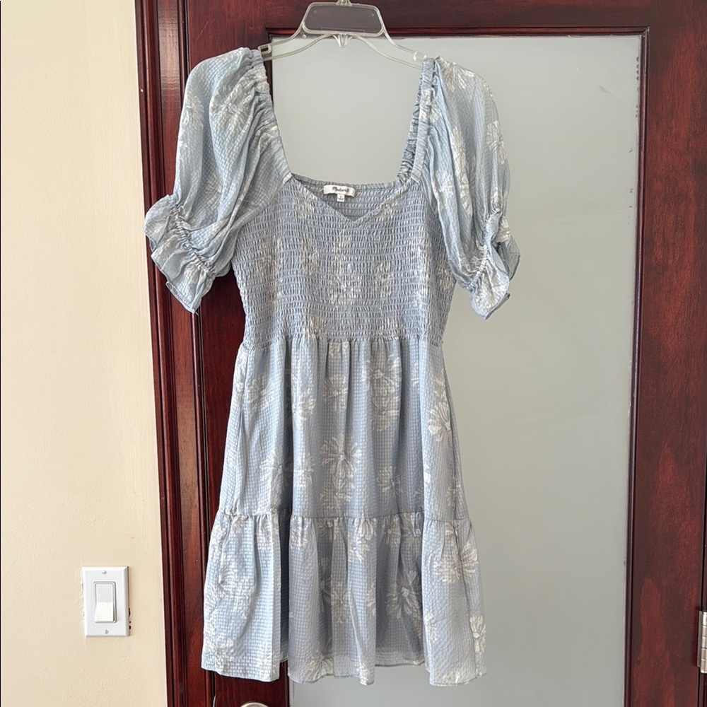 Blue Floral Smocked Madewell Dress
